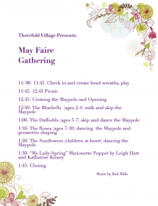 Agenda for Threefold Village May Faire
